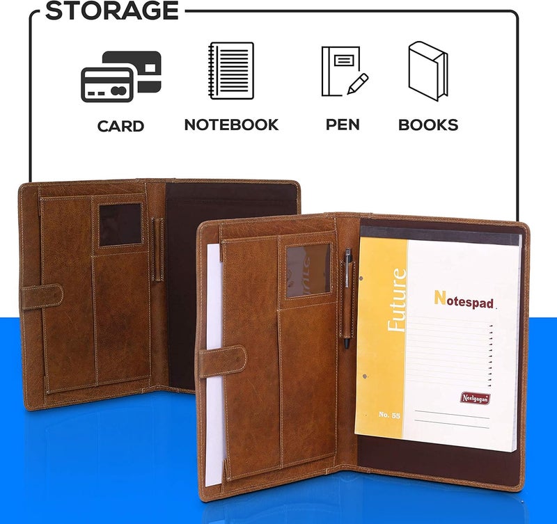 KomalC Leather Business Portfolio Business Personal Organiser Folder Full Grain Leather padfolio by - Image 4